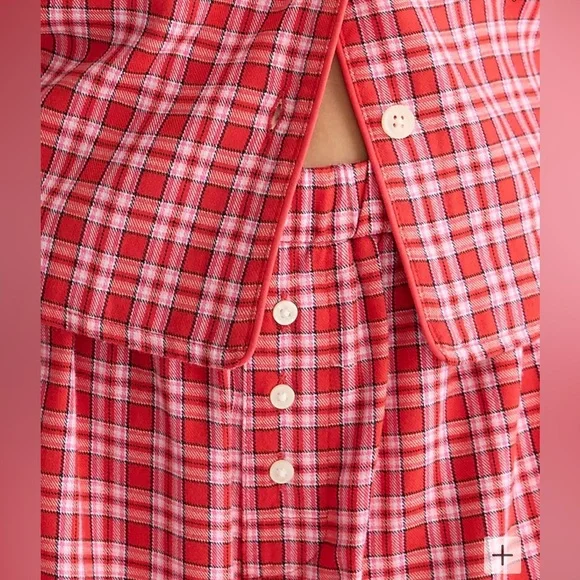 NWT jcrew long-sleeve pajama short set in tartan flannel - Picture 3 of 6